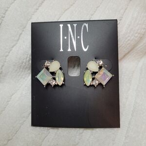 INC International Concepts Silver Tone Stone Cluster Earrings - New!
